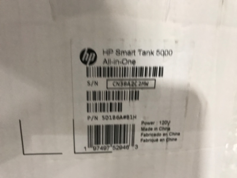 Photo 4 of HP Smart Tank 5000 Wireless All-in-One Ink Tank Printer with up to 2 years of ink included, mobile print, scan, copy, white, 17.11 x 14.23 x 6.19