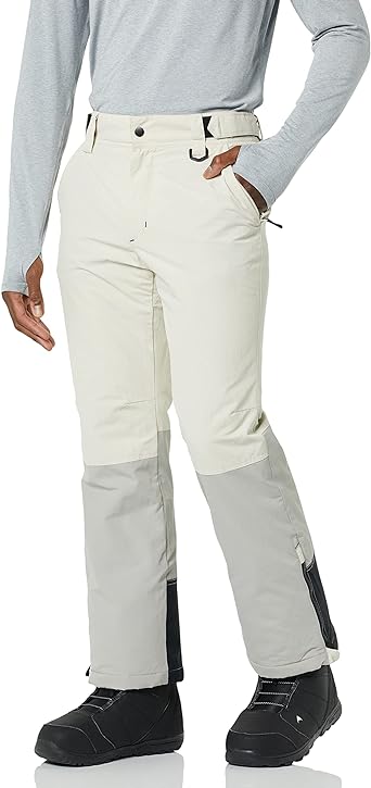 Photo 1 of Amazon Essentials Men's Water-Resistant Insulated Snow Pant, Stone/Grey, Color Block, Medium
