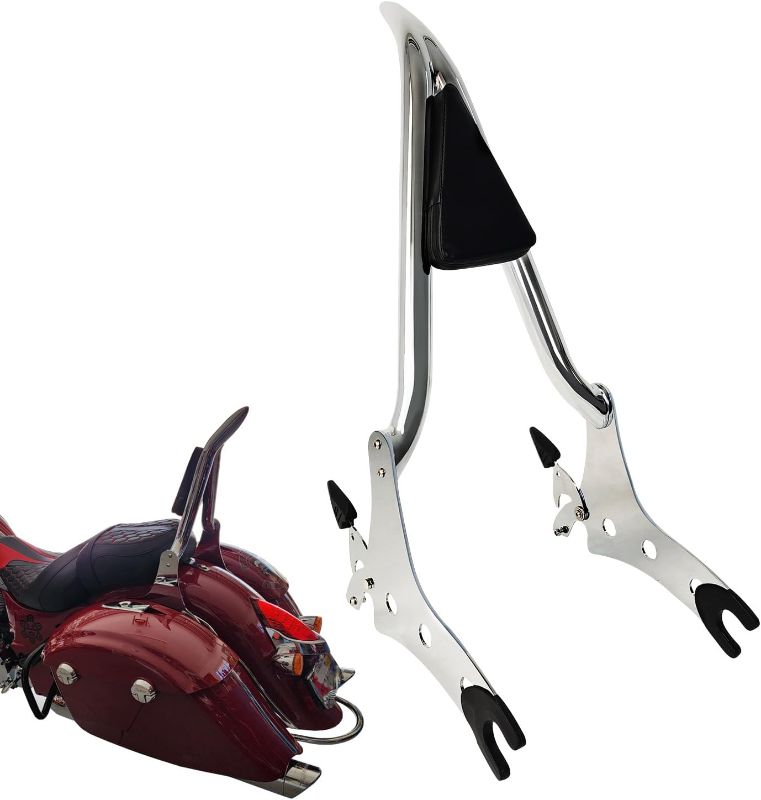 Photo 1 of 29" Chrome Sissy Bar Passenger Backrest Rear Pad Compatible for Indian Accessories Chieftain Roadmaster Springfield Challenger Chief Vintage Pursuit Dark Horse 2014-2023 (Not for Bobber) 