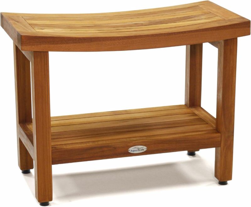 Photo 1 of AquaTeak Patented 24" Sumba Teak Shower Bench with Shelf 24 Inch (Pack of 1)