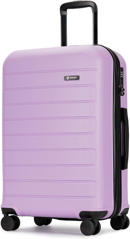 Photo 1 of 2-Piece ABS Luggage Set with TSA Locks, Expandable, and Friction-Resistant in Purple - Includes Carry-On 20" and 28" Spinner Suitcases