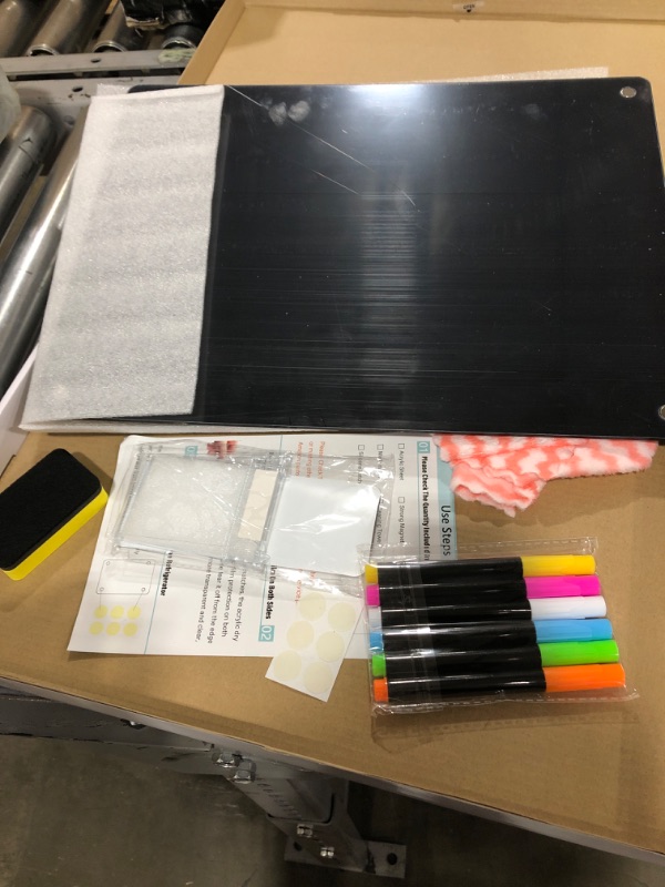 Photo 1 of 16"x12" Acrylic Magnetic Dry Erase Board for Fridge, Clear Acrylic Magnet Calendar for Refrigerator,Includes 6 Kinds Products Set(Black Blank)