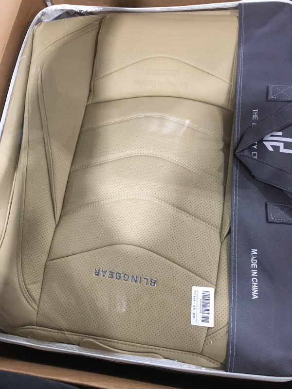 Photo 2 of Full Coverage Leather Front Car Seat Covers 1 Pair Universal Fit for Most Cars Trucks and SUVs with Waterproof Leatherette in Automotive Seat Cover Accessories (Beige) Beige Front Pair