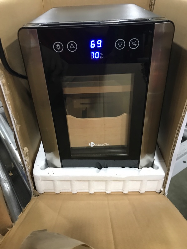 Photo 1 of KingChii 8L Electric Cigar Humidors Temperature Control System, Cooling & Heating Humidor Cabinet with Spanish Cedar Wood Shelves & Hygrometer, Father's Day Gifts for Men (2 Layers 80 Capacity) Temp Control 8L