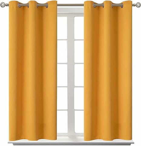 Photo 1 of BGment Room Darkening Curtains 45 Inches Long - Grommet Thermal Insulated Drapes Window Treatment Curtains for Bedroom, 2 Panels, 38 x 45 Inch, Mustard Yellow