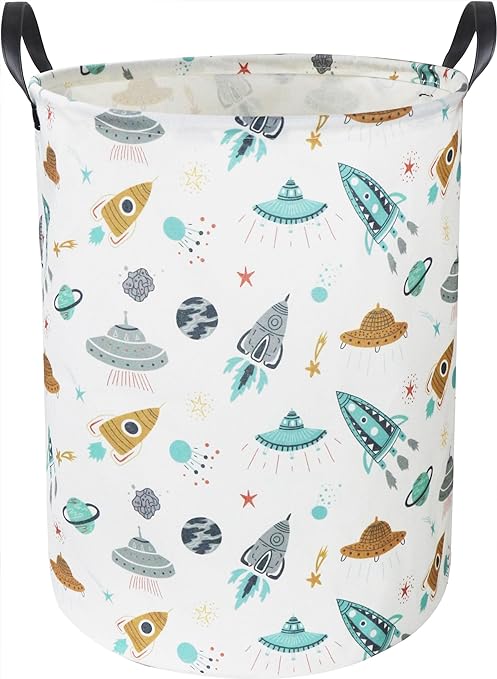 Photo 1 of 19.7’’ Waterproof Foldable Laundry Basket,Baby Nursery Hamper,Dirty Clothes Hamper for Boys and Girls,Kids Toys/Books Bins, Gift Baskets, Room Decor(Spacecraft)
