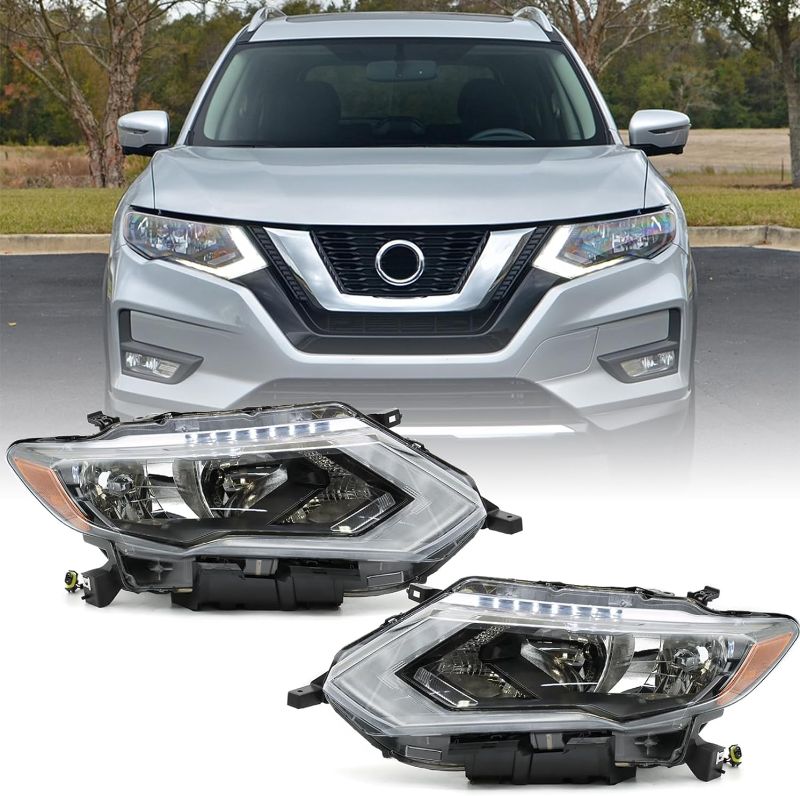 Photo 1 of Sunhua Headlights Assembly Fit for 2017 2018 2019 Nissan Rogue LED DRL Pair Headlamps Left/drive & Right/Passenger Side