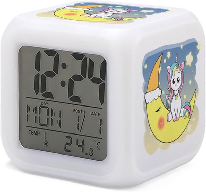 Photo 1 of Alarm Clock for Kids 7 LED Color Changing Wake Up Clock Home Decor Alarm Clock for Boy Girl Bedroom Digital Alarm Clock with Temperature Display (Unicorn Star)