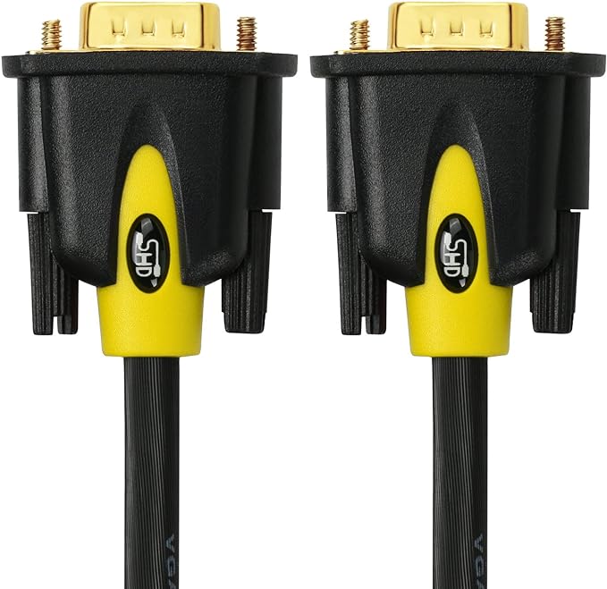 Photo 1 of VGA Cable 50Feet, VGA to VGA Monitor Cable HD15 SVGA for PC Laptop TV Projector Black and Yellow Color