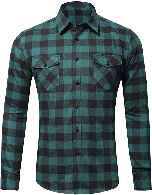 Photo 1 of ERZTIAY Men's Button Down Flannel Plaid Shirts Long Sleeve Checkered Brushed Casual Shirts SIZE S