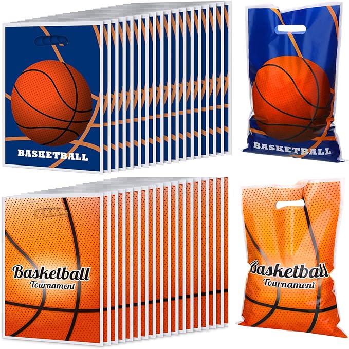 Photo 1 of Locmeo 200 Pcs Basketball Party Bags Bulk Plastic Basketball Snack Bags Basketball Sportsthemed Candy Treat Goodie Bags Gift Bags Decoration for Basketball Events Birthdays Party Supplies 
