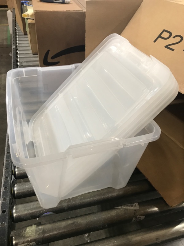 Photo 2 of IRIS USA 4 Pack 32qt Clear View Plastic Storage Bin with Lid and Secure Latching Buckles
