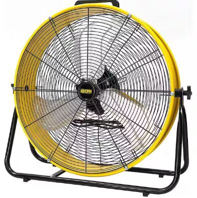 Photo 1 of 24 in. 3 Speeds Portable High Velocity Drum Fan in Yellow with Powerful 1/3 HP Motor, Turbo Blade, Low Noise
