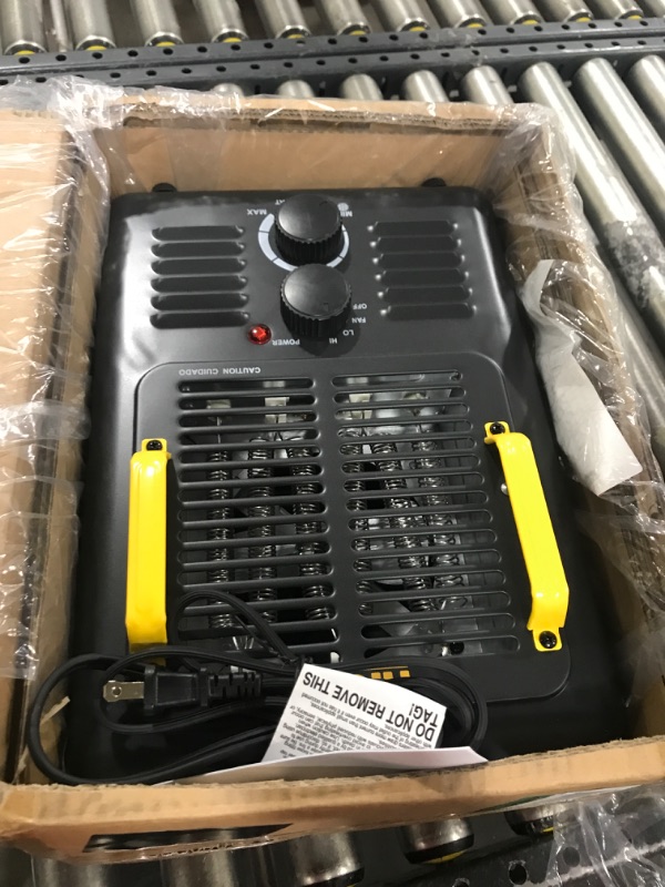 Photo 1 of 1500-Watt 15.5 in. Electric Convection Fan Space Heater with Thermostat, Stay Cool Durable Metal Housing, Black
