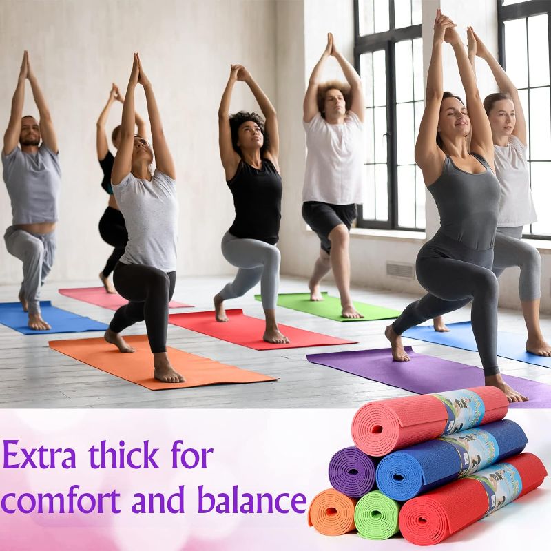 Photo 1 of 12 Pieces Yoga Mats Bulk 68 x 24 x 0.12 Inch Exercise Mats Non Slip Fitness Mats Workout Mats for Women Men Home Workout Gym Yoga
