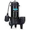 Photo 1 of 3/4 HP Sewage/Effluent Grinder Pump, 6400 GPH Submersible Basement Sewer Pump with 10ft Auto Float Switch, Cast Iron Sump Ejector Pump, 2'' NPT for Sewage Basin, 115V