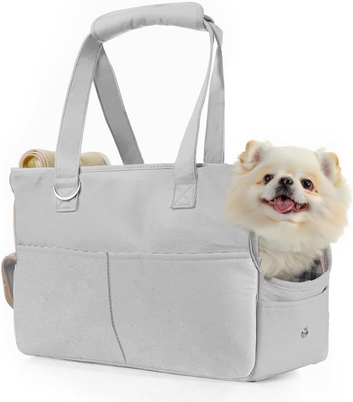 Photo 1 of Cat Carrier Soft, Dog Purse Carrier for Small Dogs, Soft-Sided Dog Carrier Airline Approved, Dog Tote Bag with Six Pockets, Pet Carrier Washable, Oxford Cotton Bag for Puppy Kitten
