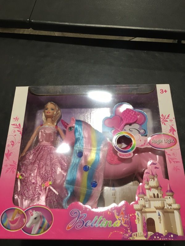 Photo 1 of Bettina Magical Lights Unicorn and Princess Doll Playset for Girls Kids