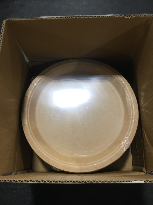 Photo 2 of 100% Compostable 9 Inch Paper Plates [125-Pack] Heavy-Dut, Natural Disposable Bagasse Plate, Eco-Friendly Made of Sugarcane Fibers - Natural Unbleached Brown 9" Biodegradable Plate by Stack Man 9" Round