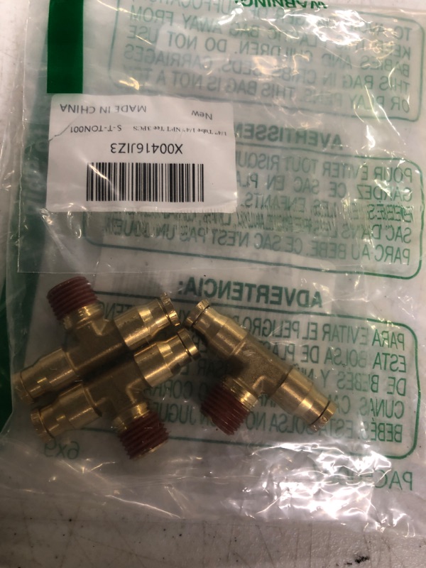 Photo 2 of 1/4 Brass Push to Connect Fittings 3PCS, 1/4" OD Tube x 1/4" NPT Thread Tee Union DOT Air Fittings Air Brake Line Fittings Brake Connector for Truck Trailers Industry Air System
