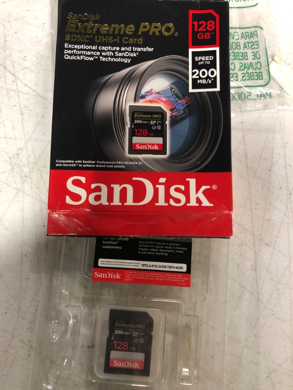Photo 1 of SanDisk 128GB Extreme PRO SDXC UHS-I Memory Card - C10, U3, V30, 4K UHD, SD Card - SDSDXXD-128G-GN4IN
