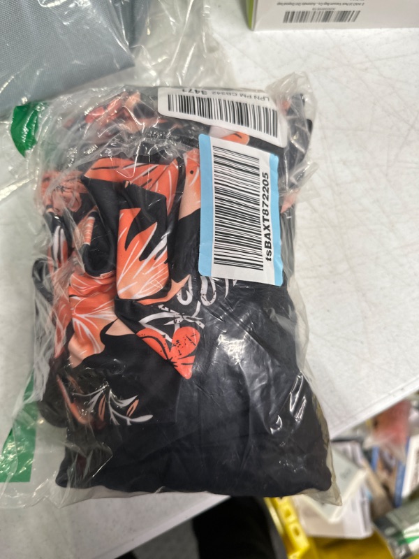 Photo 2 of Yonique Plus Size Tankini Swimsuits for Women Blouson Tankini Tops with Swim Shorts Two Piece Bathing Suits 18 Plus Black Orange Floral