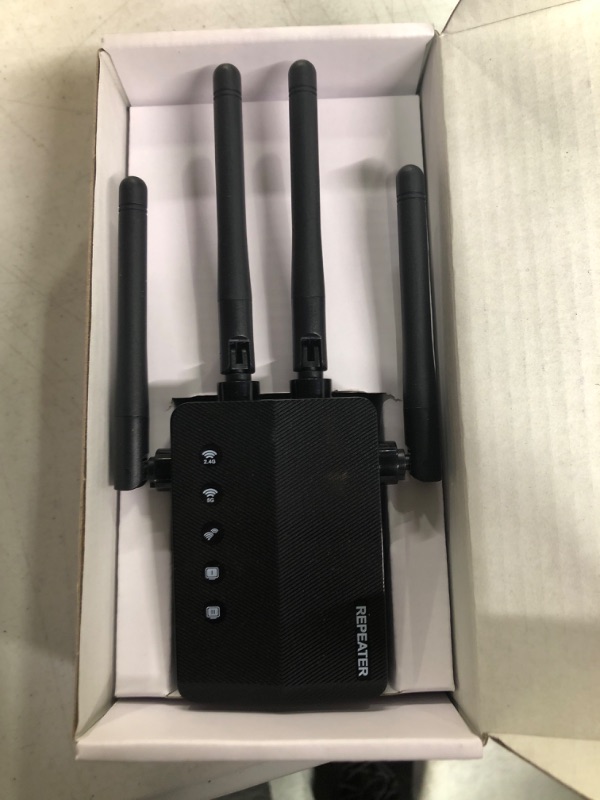 Photo 4 of WiFi Extender, WiFi Booster, Cover up to 12880 sq.ft & 105 Devices, 1200Mbps WiFi Booster, Dual Band 2.4G and 5G, Wireless Repeater with Strong Penetrability, 4 Antennas 360° Coverage