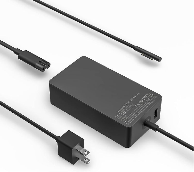 Photo 1 of [Upgraded Version] Surface Pro Charger 65W, Fits for Microsoft Surface Pro 7/6/5/4/3/X,Surface Laptop 1/2/3,Surface Go 1/2,Surface Book,with USB Charging Port,fit Model 1706 TG Tech