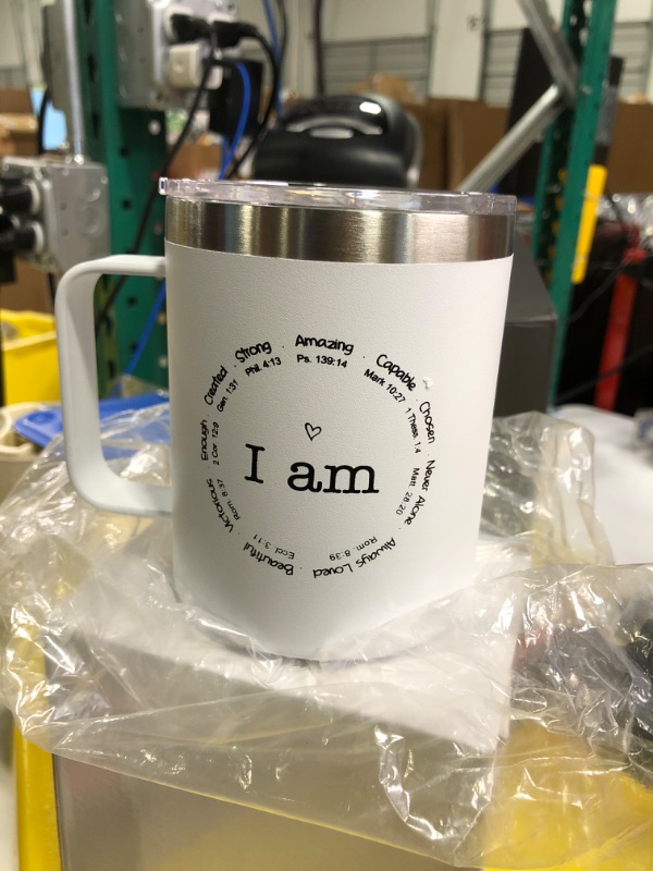 Photo 1 of Christian Mugs for Women, I Am Inspirational Coffee Mugs, Spiritual Faith Gift Wine Tumbler, Bible Verse Gifts, Religious Gifts, Birthday Gifts, Encouragement Gifts for Best Friend-12 OZ(White) I am White