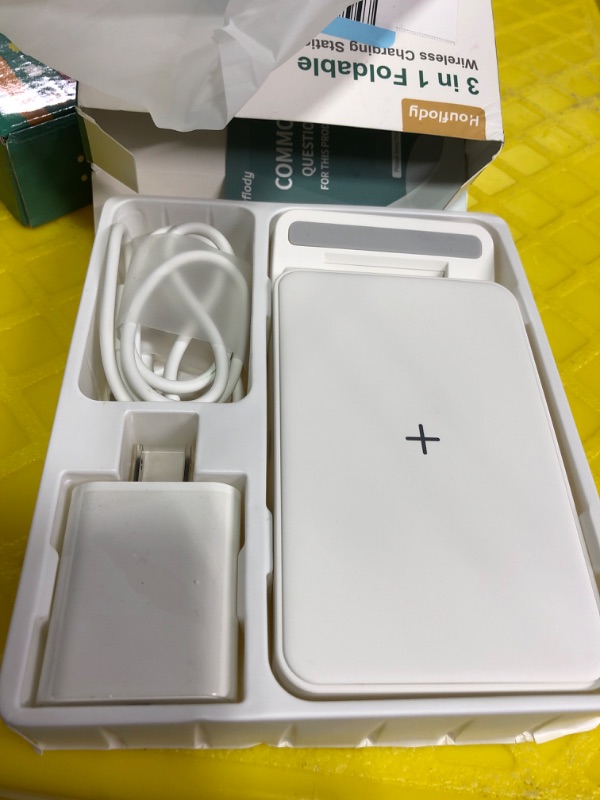 Photo 1 of 3 in 1 Foldable Wireless Charging Station for Google Pixel Watch 1, Pixel Buds Pro and Google Phones Fold/8 Pro/8/7 Pro/7a/7/6 Pro/6/5/4/3/XL, Wireless Charger with QC 18W Adapter, White White(PIxel Watch 1) For Google Pixel Watch 1