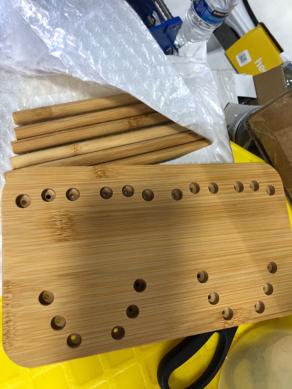 Photo 2 of 36-Hole Wooden Pegboard for Occupational Therapy, Hand Therapy Peg Board with 3 Sizes of Round Iron Pegs to Improve Finger Dexterity, Fine Motor Coordination & Sensory Rehabilitation