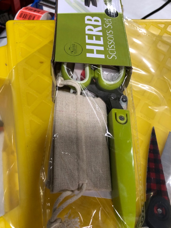Photo 2 of 2023 Updated Herb Scissors Set - Herb Scissors With 5 Blades and Cover, Cool Kitchen Gadgets for Cutting Shredded Lettuce, Cilantro Fresh, Green Onion Fresh and etc. Also Can Used for Cutting Paper. Green and White