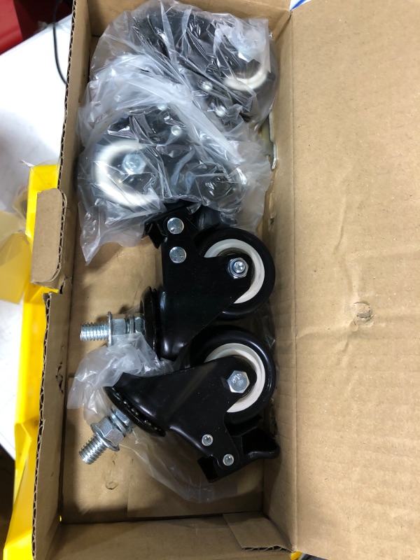 Photo 2 of 2" Stem Caster Wheels with Safety Dual Locking 600Lbs Heavy Duty Threaded Stem Casters No Noise Swivel Castors with Brakes 3/8"- 16 x 1" (Set of 4)