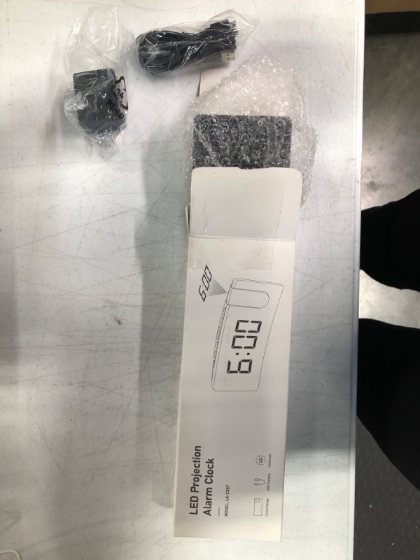 Photo 1 of Projection Alarm Clock, Digital Clock with 180° Rotatable Projector, 3-Level Brightness Dimmer, Clear LED Display, USB Charger, Progressive Volume, 9mins Snooze,12/24H, Digital Alarm Clock for Bedroom Blue Digit+blue Projection