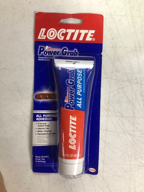 Photo 2 of Loctite Power Grab Express All Purpose Construction Adhesive, 3 fl oz, 1, Squeeze Tube