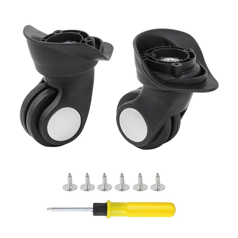 Photo 1 of BQLZR Black Spinner Luggage Wheel Left & Right Plastic Swivel Caster Wheels with 3 Holes,Hole Pitch (1.22"/1.22"/1.06"),for Luggage Suitcase Trolley 360 Degree Rotation