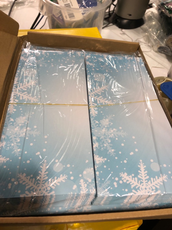 Photo 1 of Noveread 160 Pcs Christmas Blue Snowflakes Paper and Envelopes 80 Christmas Winter Envelopes 80 Holiday Winter Snowflake Stationery Paper 8.3" x 11" for Letters Invitation Office and School
