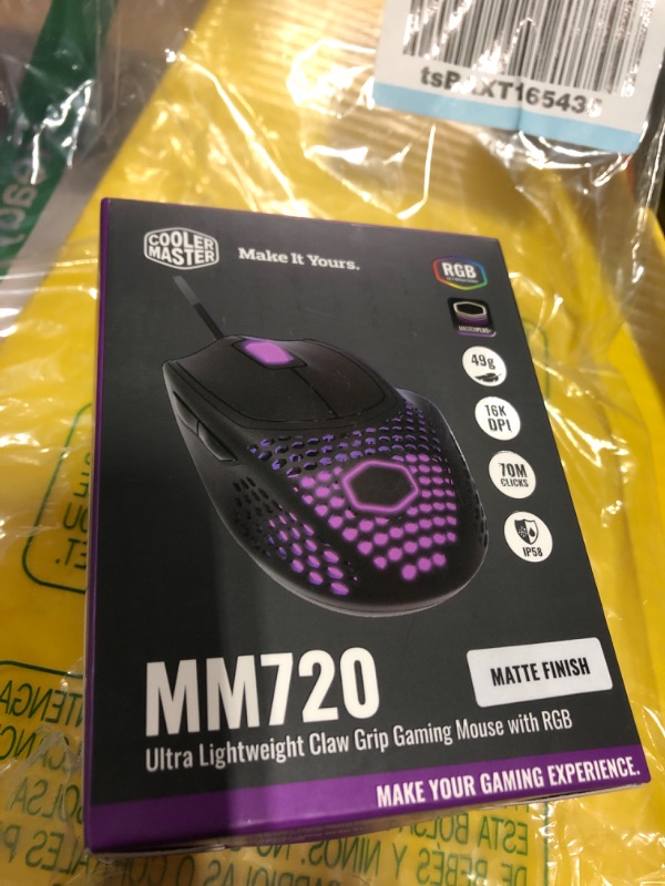 Photo 3 of Cooler Master MM720 Black Matte Lightweight Gaming Mouse with Ultraweave Cable, 16000 DPI Optical Sensor, RGB and Unique Claw Grip Shape