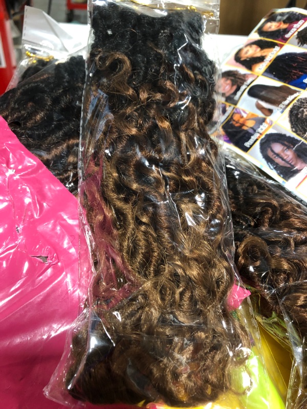 Photo 2 of Goddess Locs Crochet Hair 12 Inch 7 Packs Faux Locs Crochet Hair for Black Women Boho Crochet Braids Pre Looped River Locs Crochet Hair with Curly Ends (12 Inch 7 Packs, 1B/30/27) 12 Inch (Pack of 7) #1B/30/27