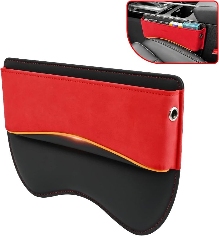 Photo 1 of Car Seat Gap Organizer Filler Leather Gap Filler for Car Seat,Universal Fit Car Gap Filler Car Seat Gap Storage Box,Adjustable Console Side Seat Gap Filler for iPhone Android Glasses Key(Red-1 Pack)