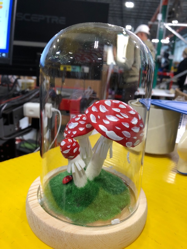 Photo 1 of Hortsun Mushroom Night Light, Garden Decor, Wood Base, Glass, LED, 5.91 x 3.54 x 3.54 Inch