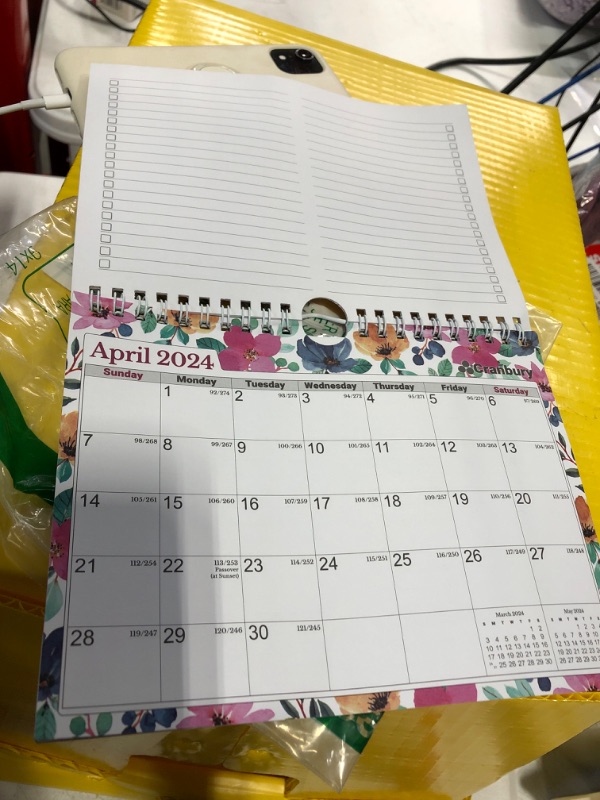 Photo 1 of CRANBURY Small Wall Calendar 2024 - (8x6, Floral) Use to Dec 2024, Mini Wall Calendar 2024, Flower Designs, Spiral Flip Calendar, 6x8 Bulletin Board Calender, Includes Stickers Floral 2024