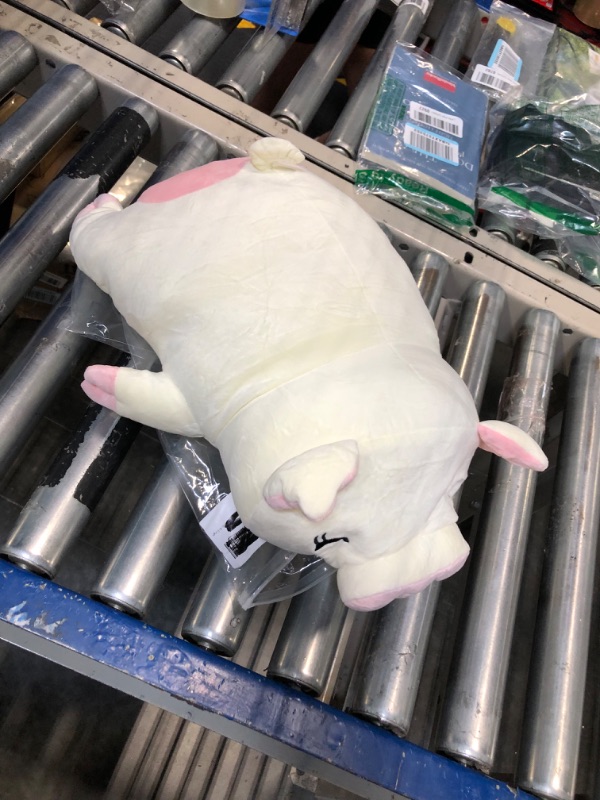 Photo 1 of FEEZUSH Pigs Plush Pillow, Pigs Stuffed Animal, Big Nose Pigs Plush Doll Toy, Holiday Valentine’s Gifts for Girls Boys Kids Adults (White/Pink, 4 Sizes) 18.5 inches White Close Eyes