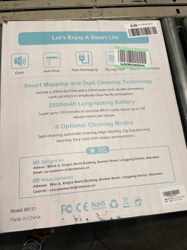 Photo 2 of **USED NEEDS CHARGER** Robot Vacuum and Mop Combo, 2 in 1 Mopping Robot Vacuum Cleaner with Schedule, Wi-Fi/App/Alexa, 1400Pa Max Suction, Self-Charging Robotic Vacuum, Slim, Ideal for Hard Floor, Pet Hair, Low-Pile Carpet Silver Gray