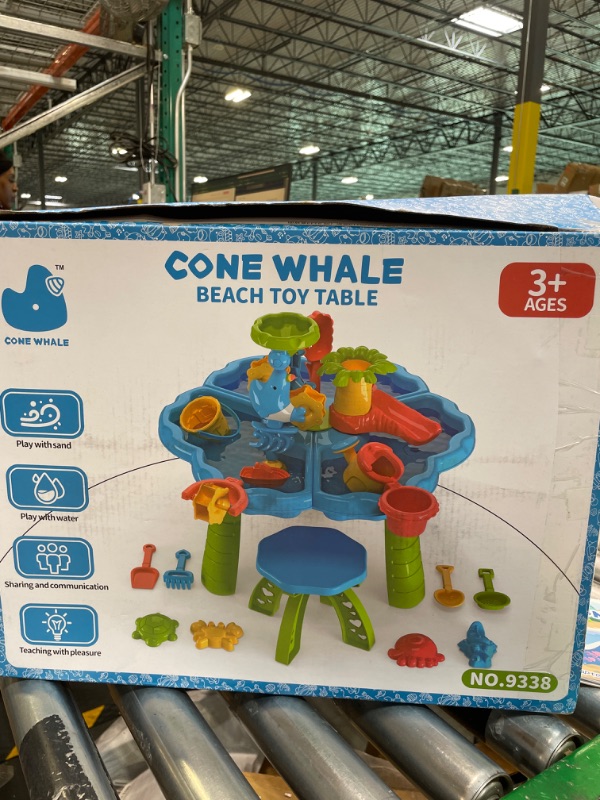 Photo 1 of ConeWhale Sand Water Table for Toddlers, 4 in 1 Sand Table and Water Play Table, Kids Table Activity Sensory Play Table Beach Sand Water Toy for Outdoor Backyard for Toddlers Age 3-5 4 in 1 sand water table