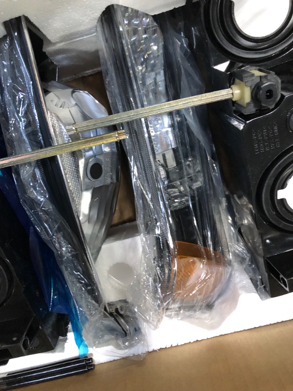 Photo 1 of ADCARLIGHTS Headlight Assembly Compatible with 2002 2003 2004 2005 2006 Chevy Avalanche 1500 2500 Headlamp Chrome Housing Amber Reflector Clear Lens Replacement Pair (Fits Body Cladding Models) Chrome Housing Amber Reflector Clear Lens OE Replacement