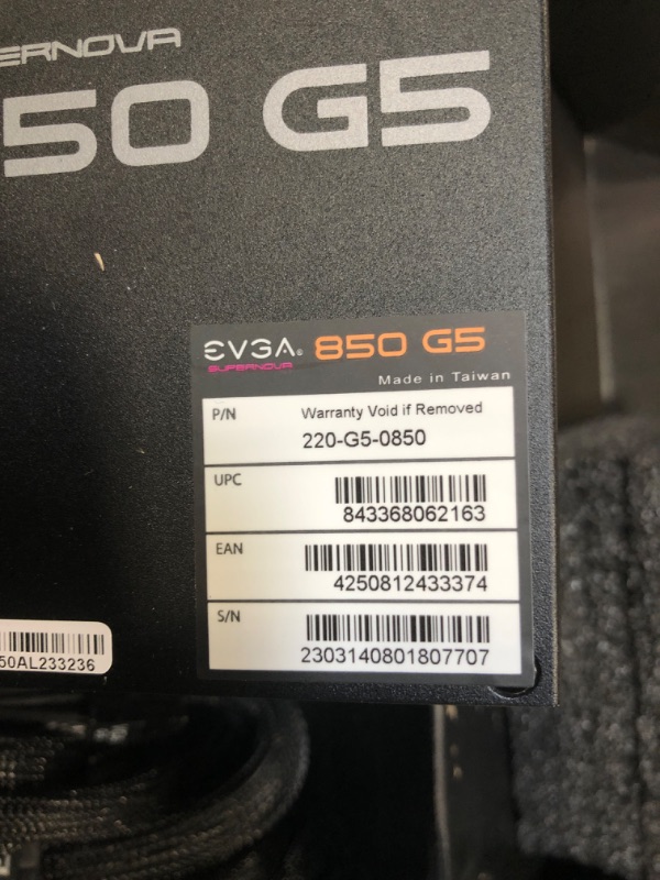Photo 5 of EVGA SuperNOVA 850 G5, 80 Plus Gold 850W, Fully Modular, Eco Mode with FDB Fan, 10 Year Warranty, Includes Power ON Self Tester,
