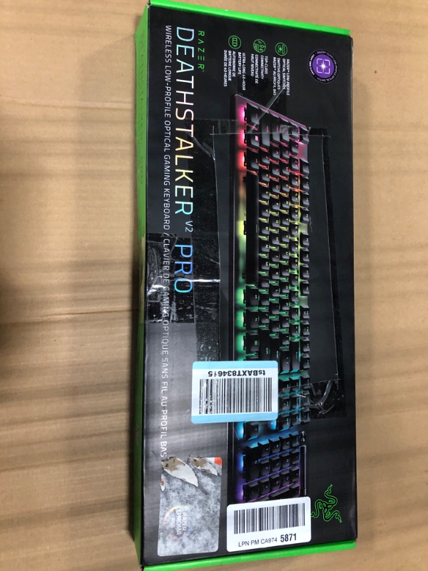 Photo 2 of Razer DeathStalker V2 Pro Wireless Gaming Keyboard: Low-Profile Optical Switches - Clicky Purple - HyperSpeed Wireless & Bluetooth 5.0-40 Hr Battery - Ultra-Durable Coated Keycaps - Chroma RGB DeathStalker V2 Pro Clicky Optical Switch