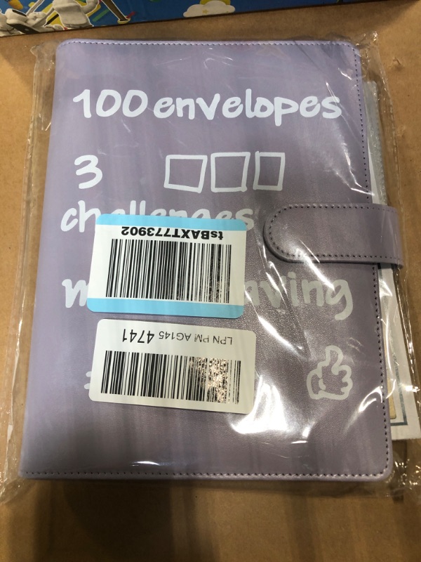 Photo 2 of Ndsox 100 Envelopes Money Saving Challenge Binder, A5 Budget Binder with Cash Envelopes, Savings Challenges Book to Save $500, 5,050, 10,000 Budget Planner for Budgeting Saving Money, Purple