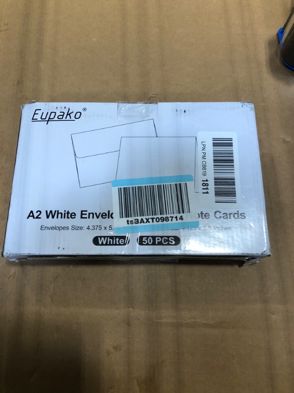 Photo 2 of Eupako 50 Pack White-Blank-Cards-and-Envelopes-4.125x5.5-Heavyweight-Folded-Cardstock-and-A2-Envelopes-Self-Seal for Greeting Cards, Invitations, Wedding, Baby Shower, Birthday White A2 (4.375 x5.75 Inches) 50PCS